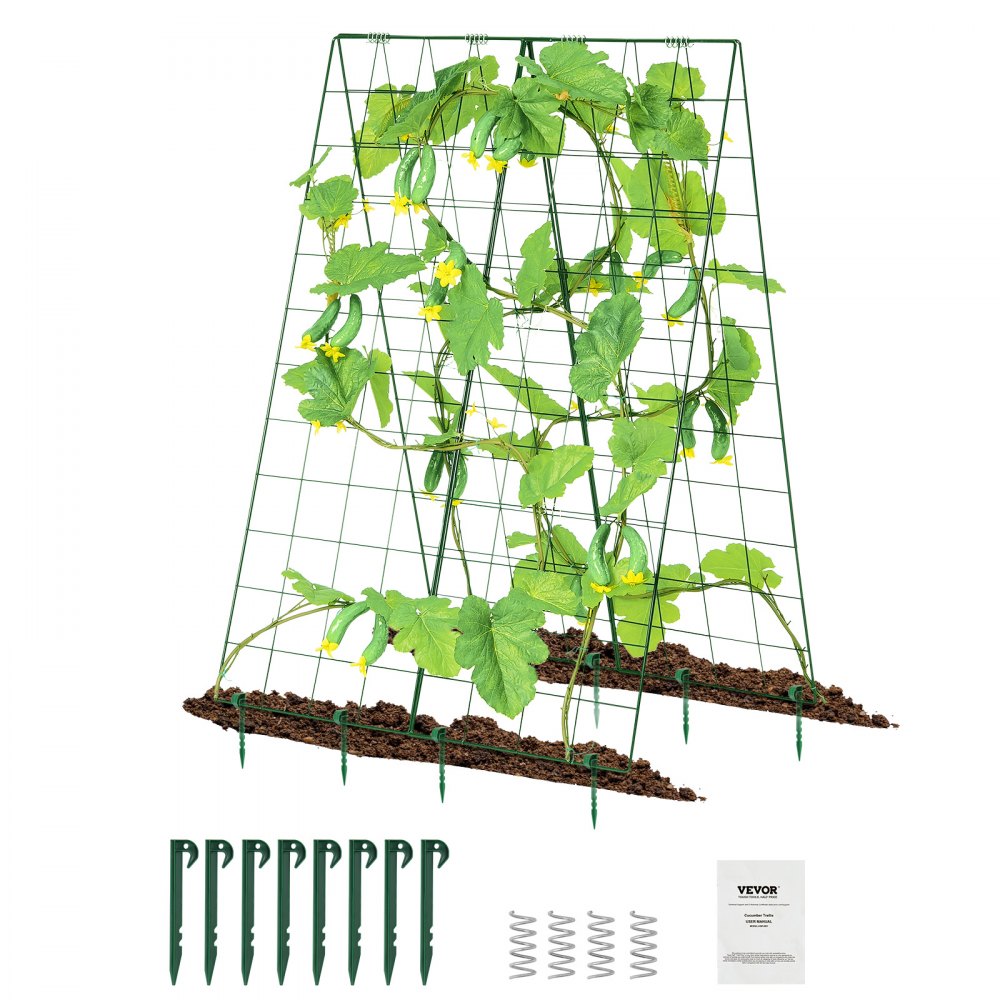 Kletterpflanzen-Spalier, 117 x 84 cm, faltbares Rankgitter-Set mit Pflanzenklammern, Metall-Kletterhilfe für Hochbeete, Unterstützung für das Pflanzenwachstum im Freien für Tomaten, Kürbisse, Gemüse
