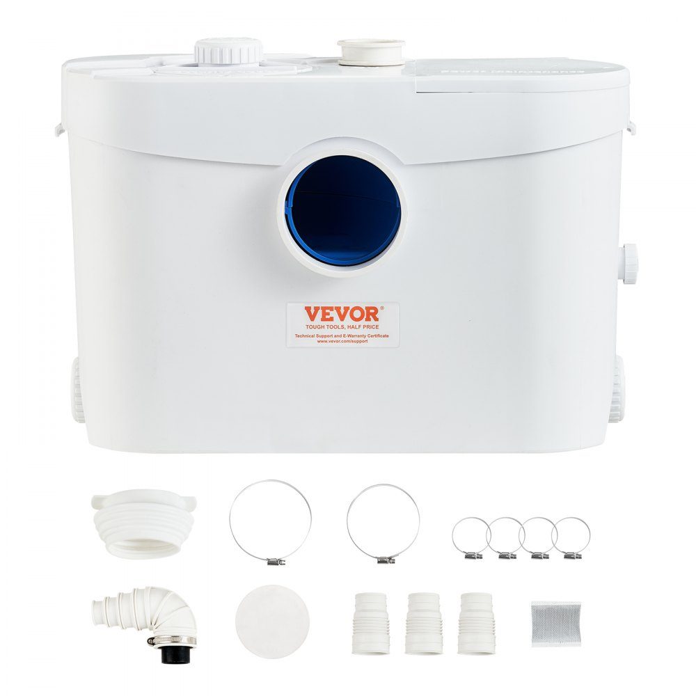 Système de relevage, 700 W, débit 9600 l/h, hauteur 10 m, pompe eaux usées broyeur avec 3 arrivées d'eau pour WC, cave, cuisine, évier, baignoire, évacuation eaux usées, lave-vaisselle – Réf. HT-24457