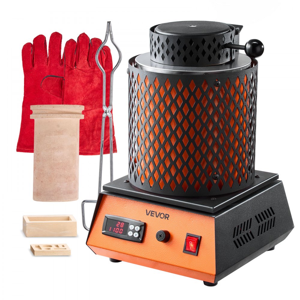 Machine de four de fusion d'or numérique avec creuset en céramique de 5 kg, four de fusion électrique 1500 W max 1150 ℃, ensemble de four de fusion de métal pour la fabrication de bijoux barres métalliques composants métalliques noir Machine de four de fusion d'or numérique avec creuset en céramique de 5 kg, four de fusion électrique 1500 W max 1150 ℃, ensemble de four de fusion de métal pour la fabrication de bijoux barres métalliques composants métalliques noir