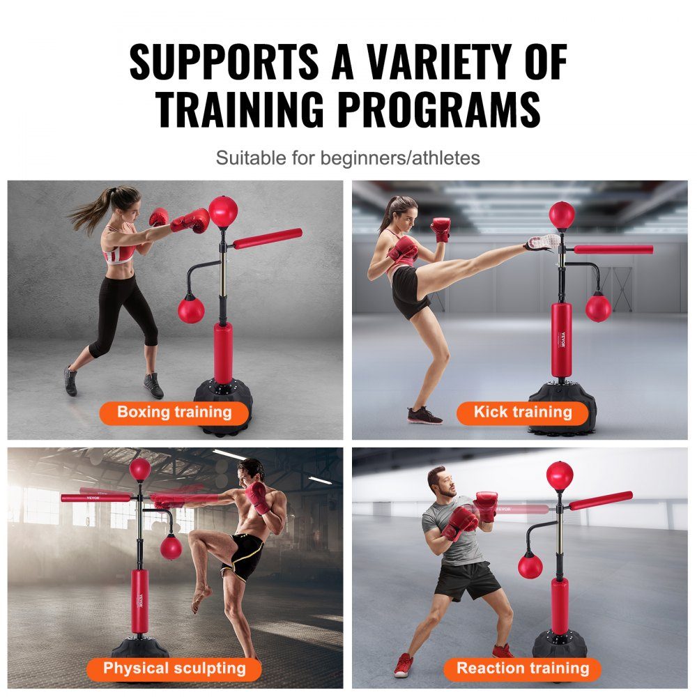 Boxing Speed ​​Trainer, Punching Bag with Stand, Reflex Punching Bag for Teens and Adults, Height Adjustable Freestanding Punching Bag Set with Gloves, Workout Speed ​​Bag for Training, Red