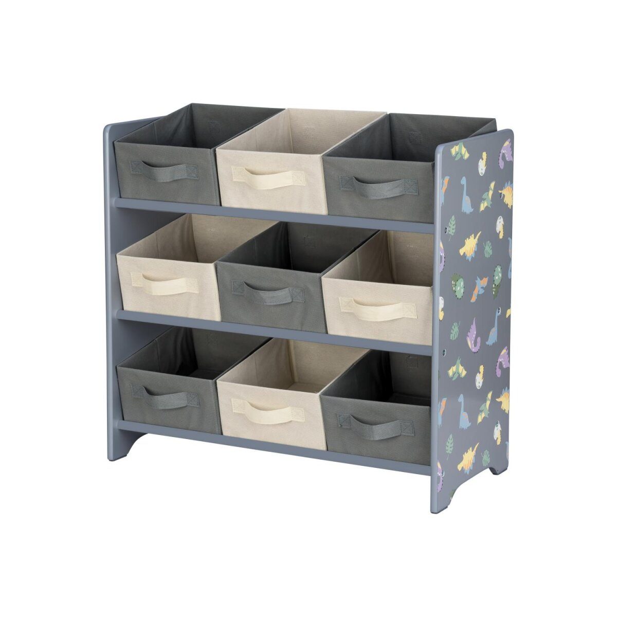LIVARNO home Children's Storage Rack with 9 Removable Textile Boxes (Dinosaur/Grey)