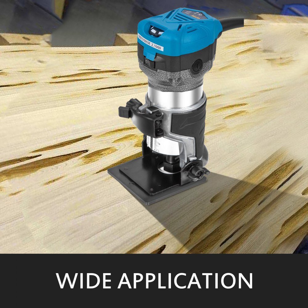 Wood Router 710W, Compact Wood Router with 3 Bases, 10000-30000 RPM Edge Router, 1/4" & 3/8" Multifunctional Router with Tilt Base, Diving Base, Laminator for Wood Processing