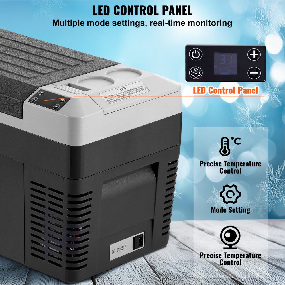 Portable Car Fridge, 12V Car Fridge, 25L Portable Single Zone Freezer, Adjustable Temperature, Compressor Cooler for Home, Outdoor, Camping, RV, Car