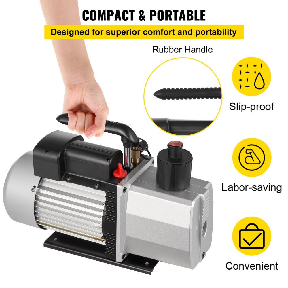 Vacuum Pump 8CFM 3/4HP Two Stage Air Conditioner Vacuum Pump 220V 0.3PA Ultimate Vacuum Refrigerant HVAC Tool for Car Repair Vacuum Evacuation