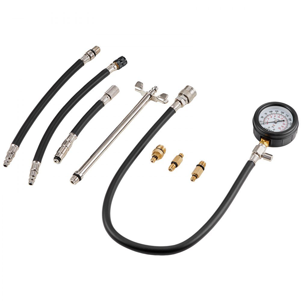 Kompressionsmessgerät Kompressionstester Kompressionstester Prüfgerät Kompressionsmessgerät mit Manometer Benzinmotor 0-300 PSI und 0-2000 kPa Kompressionsmessgerät inkl. 3x Adapter
