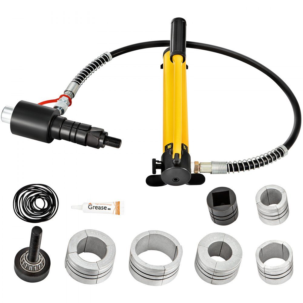 Hydraulischer Auspuffrohr-Expander, Größe 1,6 Zoll bis 4,25 Zoll, 10T, manueller hydraulischer Rohr-Expander mit 4 Matrizen und 2 Aufbewahrungskoffern für Kupfer- und Aluminiumrohre in der Autoreparatur