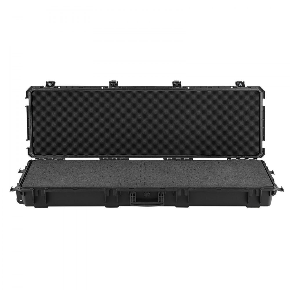 Waffenkoffer mit Hartschale für Langwaffen, abschließbarer Waffenkoffer mit herausnehmbarem XPE-Schaum, Langwaffenkoffer, Waffenaufbewahrung, rollbar, IP67 wasserdicht, 134,1 x 42,5 x 18 cm schwarz