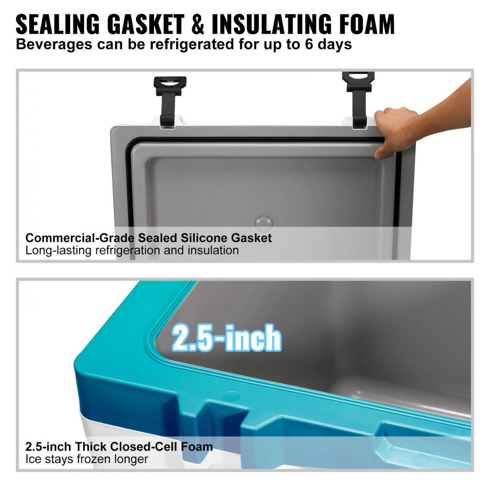 Glacière Passive Glacière 57,26 L, Glacière Isotherme Camping Thermo Box 45-50 Canettes, Réf. rigérateur Camping avec Panier, Glacière Isotherme Portable, Glacière Multifonctionnelle