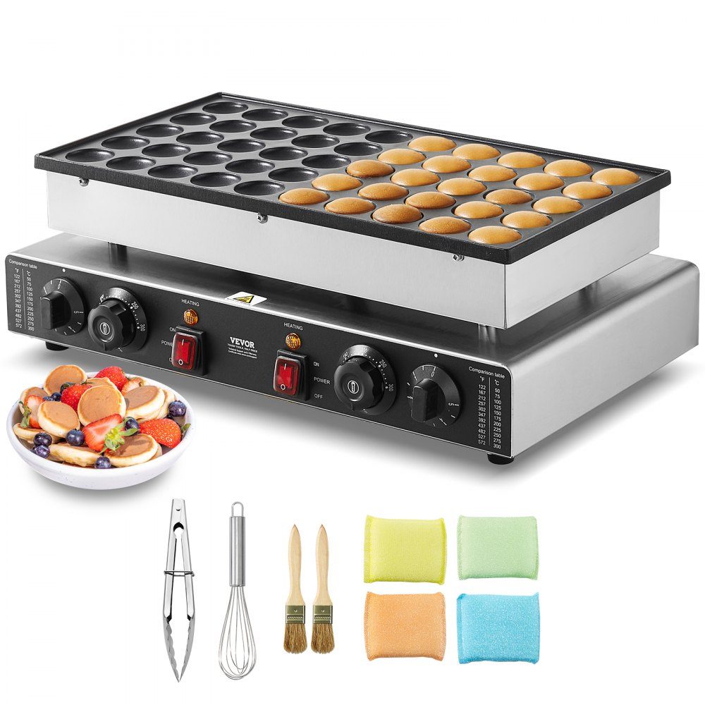 Mini Pancake Machine, Commercial Dutch Mini Pancake Machine, 50pcs 43mm Diameter Dorayaki Baking Machine, 1700W, Dual Temperature and Time Control, in Kitchens and Restaurants