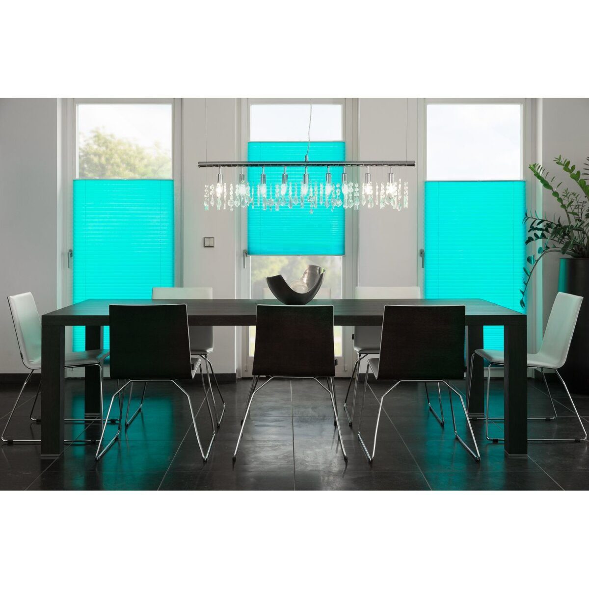 Lichtblick Klemmfix pleated blind, infinitely adjustable, opaque, installation without drilling, 90 x 130 cm, blue