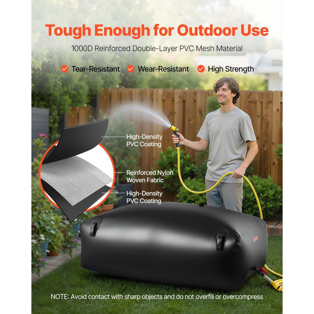 Vessie de stockage d'eau, sac d'eau souple en PVC 540 L, récipient de stockage d'eau, réservoir d'eau étanche et résistant à l'usure pour camping-car extérieur, camion et arrosage d'urgence