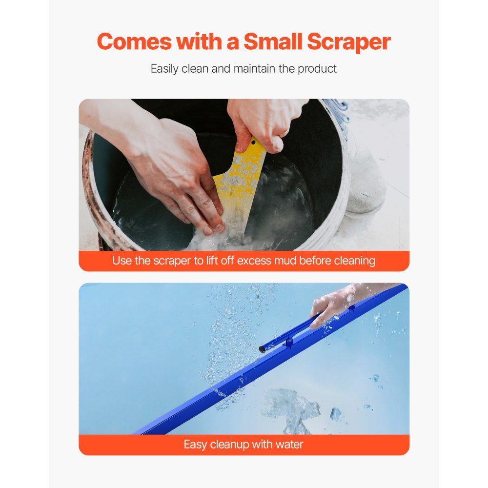Concrete screed, 240cm screed with spirit level, easy cleaning and end cap design, aluminum and reversible handle for leveling floors, for small construction sites and home renovations