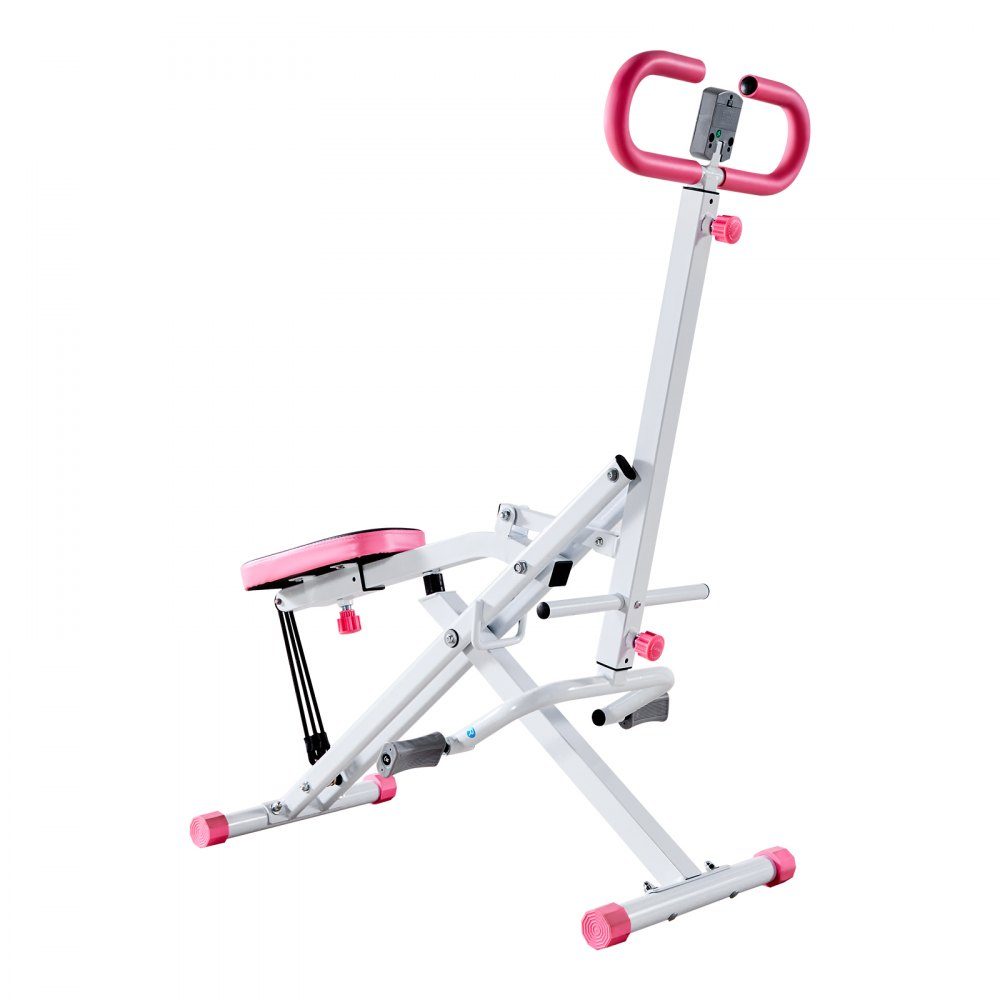 Squat Machine for Deep Squats, Folding Exercise Machine, Glute Trainer with 5 Level Adjustable Seat, Home Exercise Machine for Buttocks and Legs, Glute Machine White + Pink