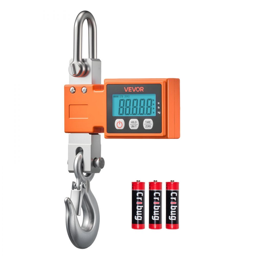 Crane scale 500 kg, digital industrial scale with cast aluminum housing & LCD display, toy scale 100 g graduation & 3 levels, automatic switch-off, hook scale, pull scale for garages, workshops