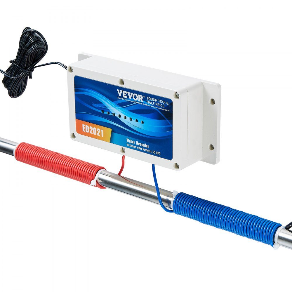 Electronic water descaling system, salt-free whole house descaler, water softener to reduce limescale, for all types of plumbing pipes