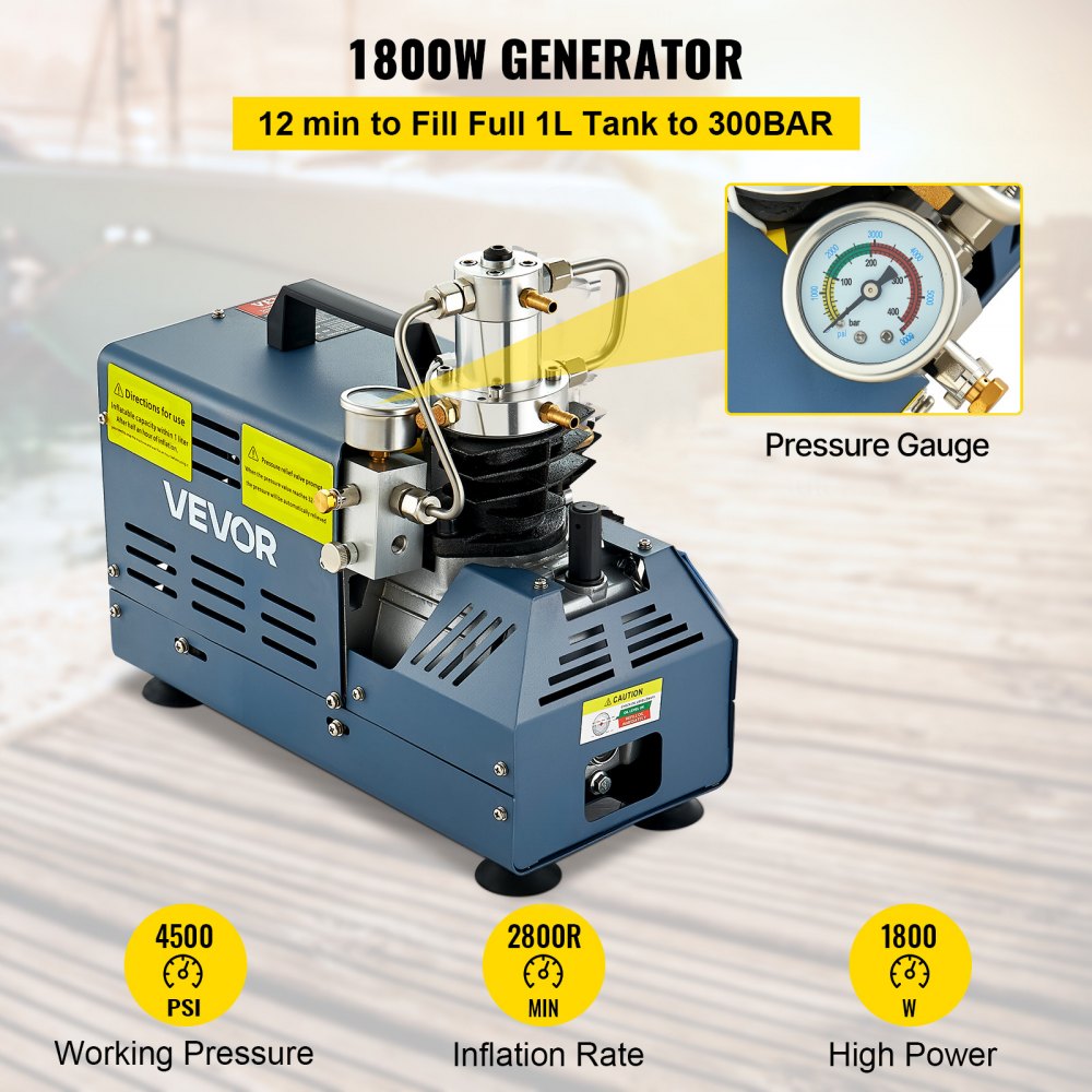 Hochdruckkompressor, 4500 PSI/30 MPA/300 BAR Hochdruck-Luftkompressor, 1800 W 220 V manueller Stopp-Luftpistolenkompressor, geeignet für Paintball-Luftgewehr, PCP-Gewehr, Luftpistole, Tauchflasche Hochdruckkompressor, 4500 PSI/30 MPA/300 BAR Hochdruck-Luftkompressor, 1800 W 220 V manueller Stopp-Luftpistolenkompressor, geeignet für Paintball-Luftgewehr, PCP-Gewehr, Luftpistole, Tauchflasche