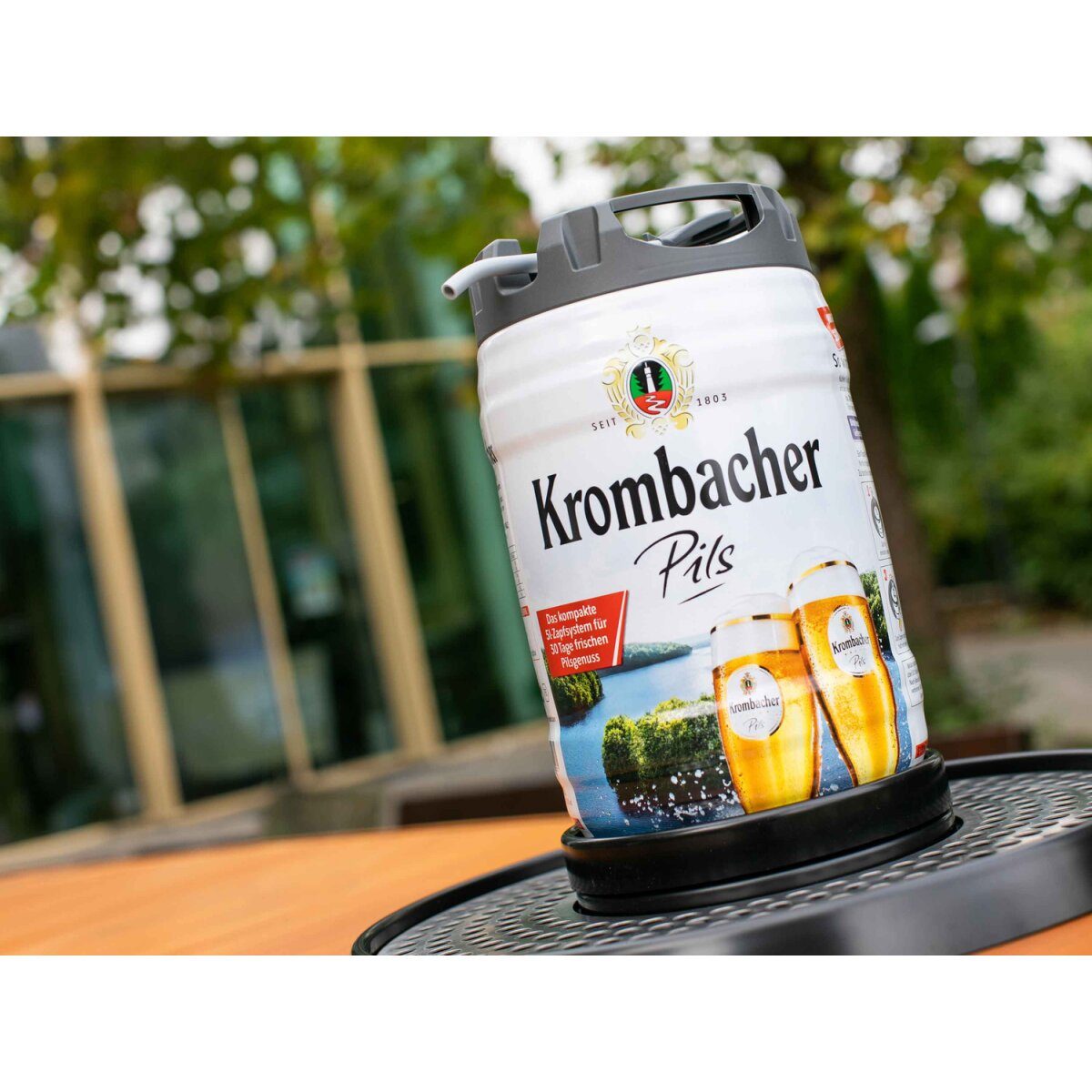 Krombacher Pils 5 liter biervat met tapkraan, statiegeldvrij