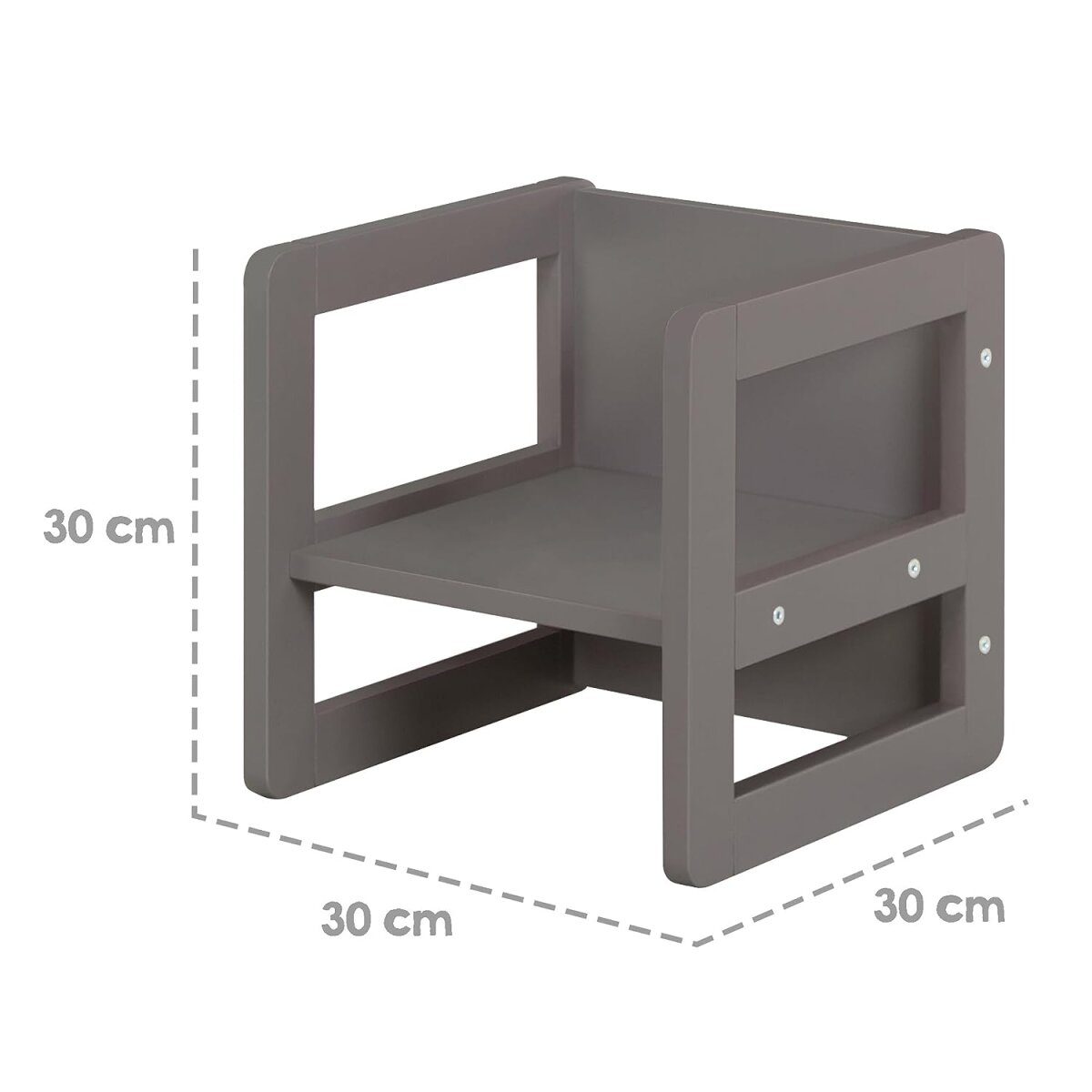 roba children's seating group 3in1 - reversible stool & table - convertible into a children's bench, anthracite