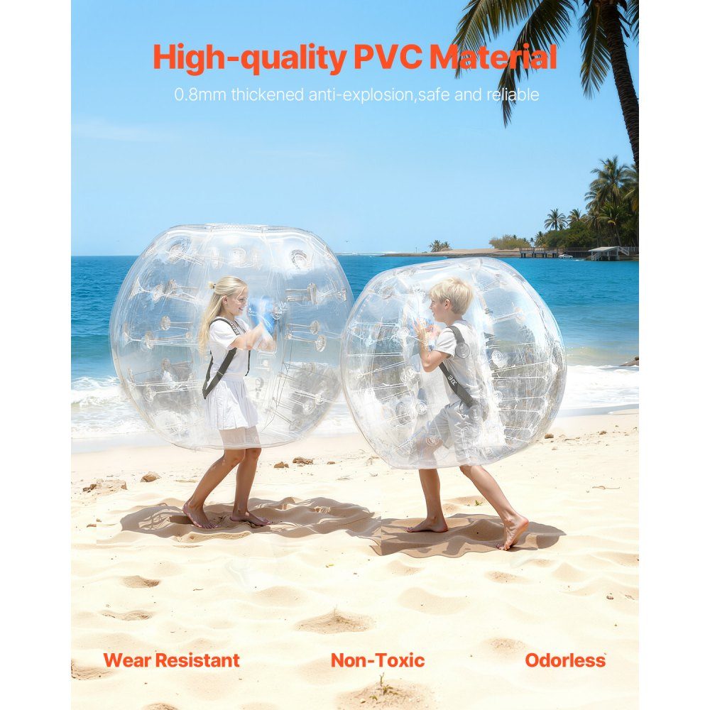 2-pack opblaasbare bumperballen, 1,2 m body Sumo Zorb-ballen voor tieners en volwassenen, 0,8 mm dikke PVC-bubbelballen voor menselijke hamsters voor buitenteamgamingspellen, Bumper Bopper-spel