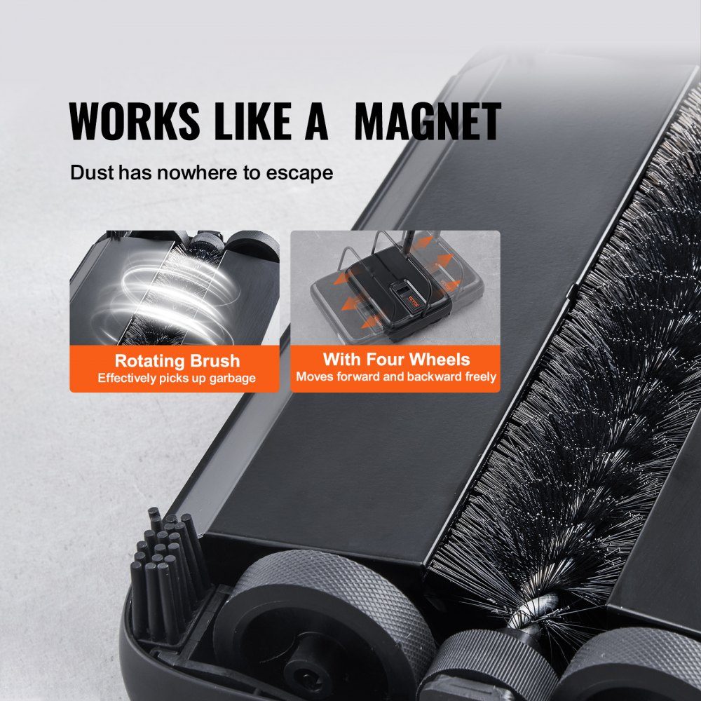 Carpet Sweeper, Manual Floor Cleaner, 200mm for Cleaning Carpets and Hard Floors, Pet Fur Remover, Brush Comb for Removing Dirt/Hair without Electricity
