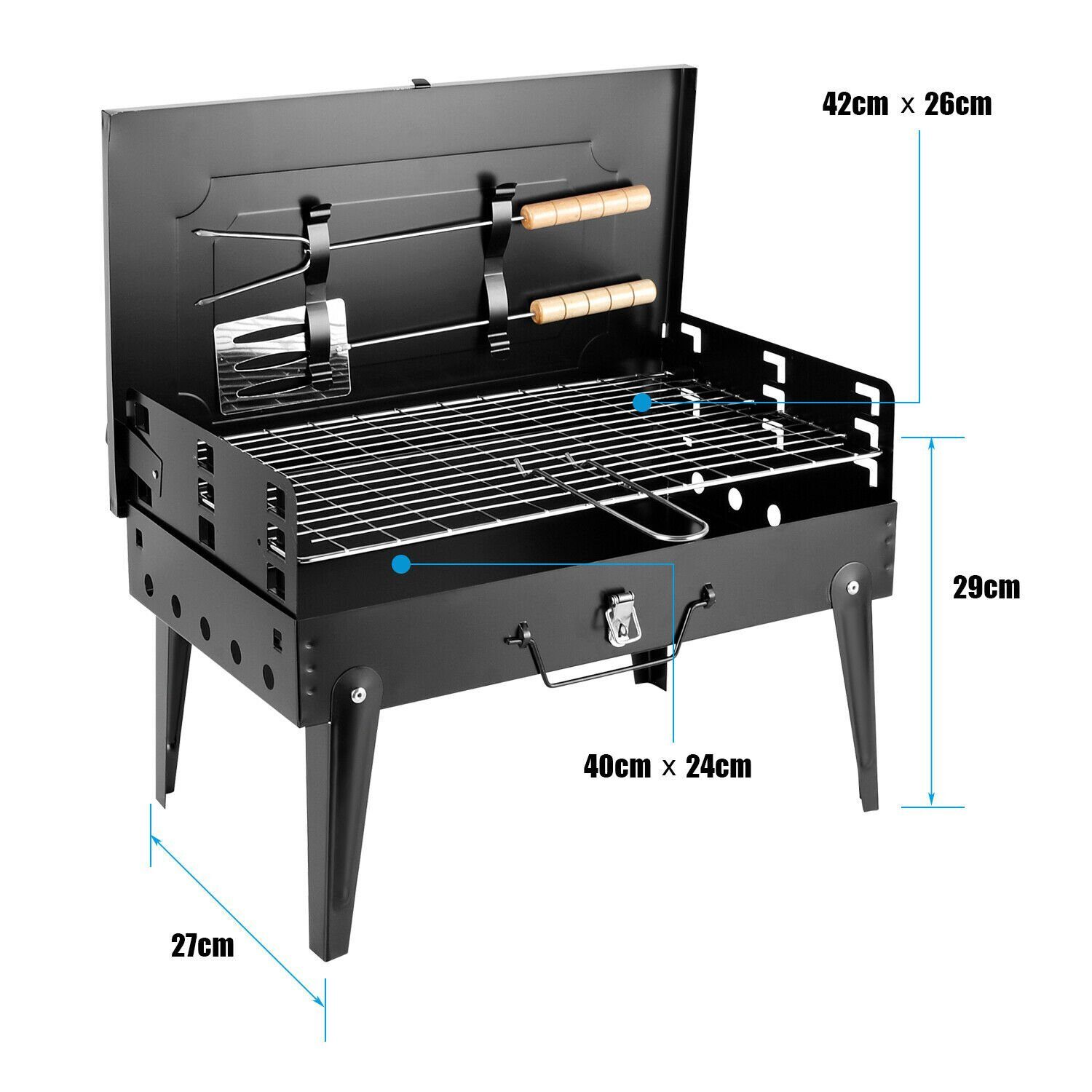 Campinggrill, houtskoolgrill, opvouwbare grill, picknickgrill, draagbare tuingrill op het terras
