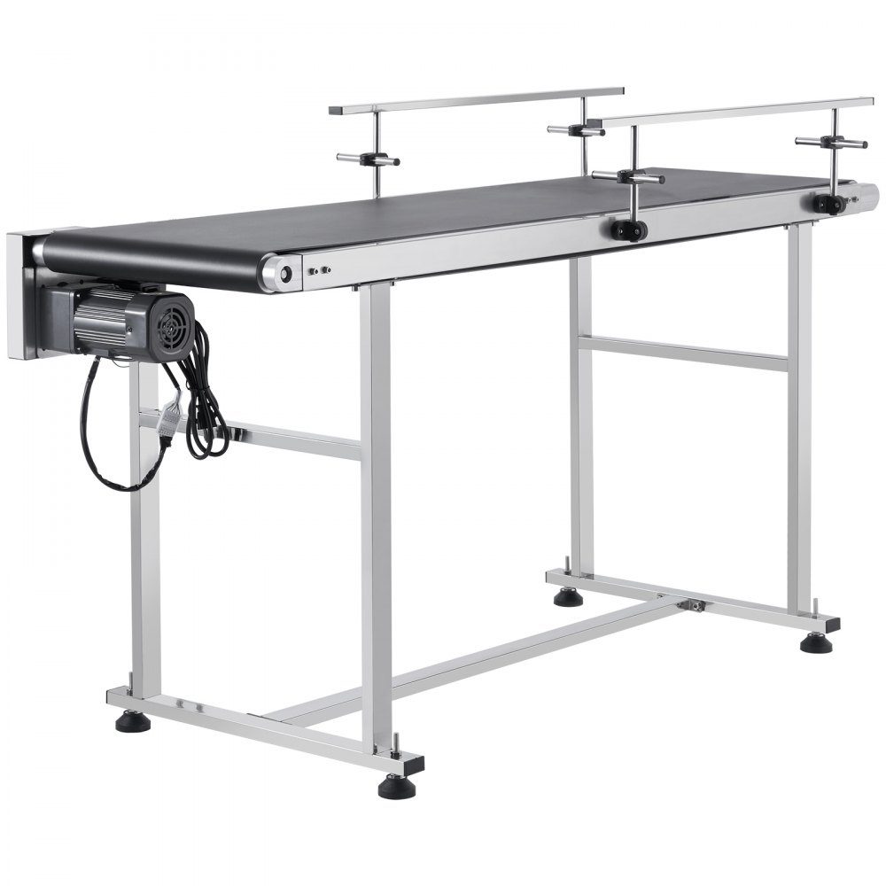 Belt Conveyor 1498.6 x 398.8mm Conveyor Table Motorized Belt Conveyor for Inkjet Coding Applications Powered PVC Belt Anti-Static Adjustable Speed ​​(Double Guardrail)
