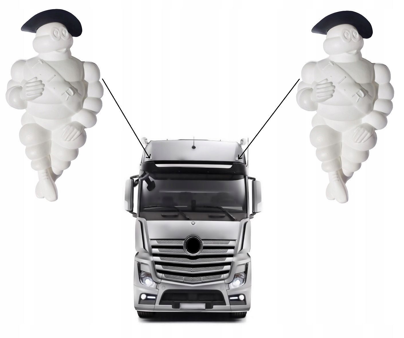 2x MICHELIN Mann LIGHTED ROOFMAN FIGURE 45CM lamp lighting truck MAN DAF MERCEDES RENAULT VOLVO ACTROS TGX TGA etc. Design 2