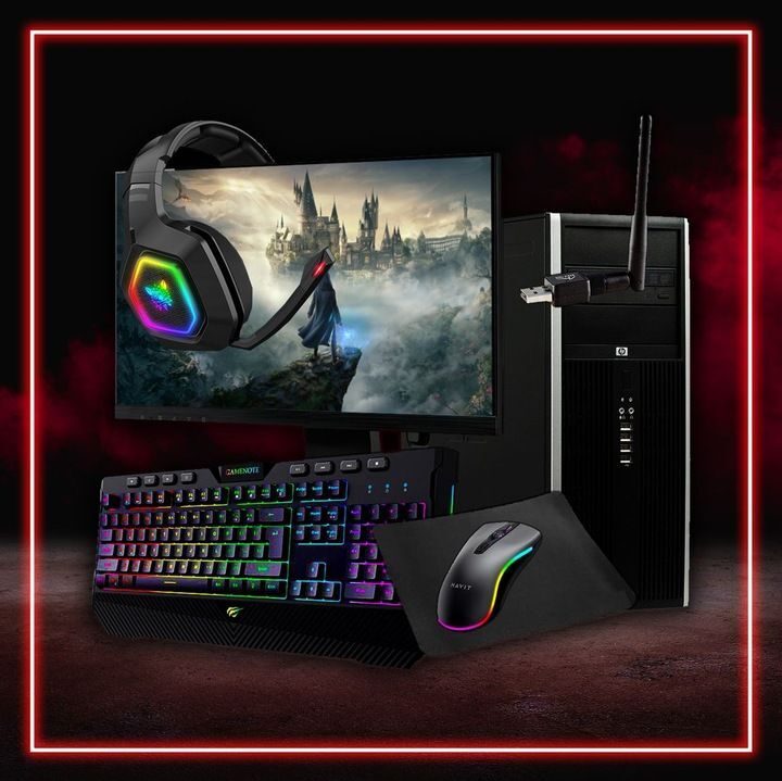 ORDINATEUR PC de bureau Gamer Set, 250 Go SSD, 4 Go, écran LCD 22 pouces, adaptateur WLAN, casque, souris et clavier WIN10 Intel Kit complet