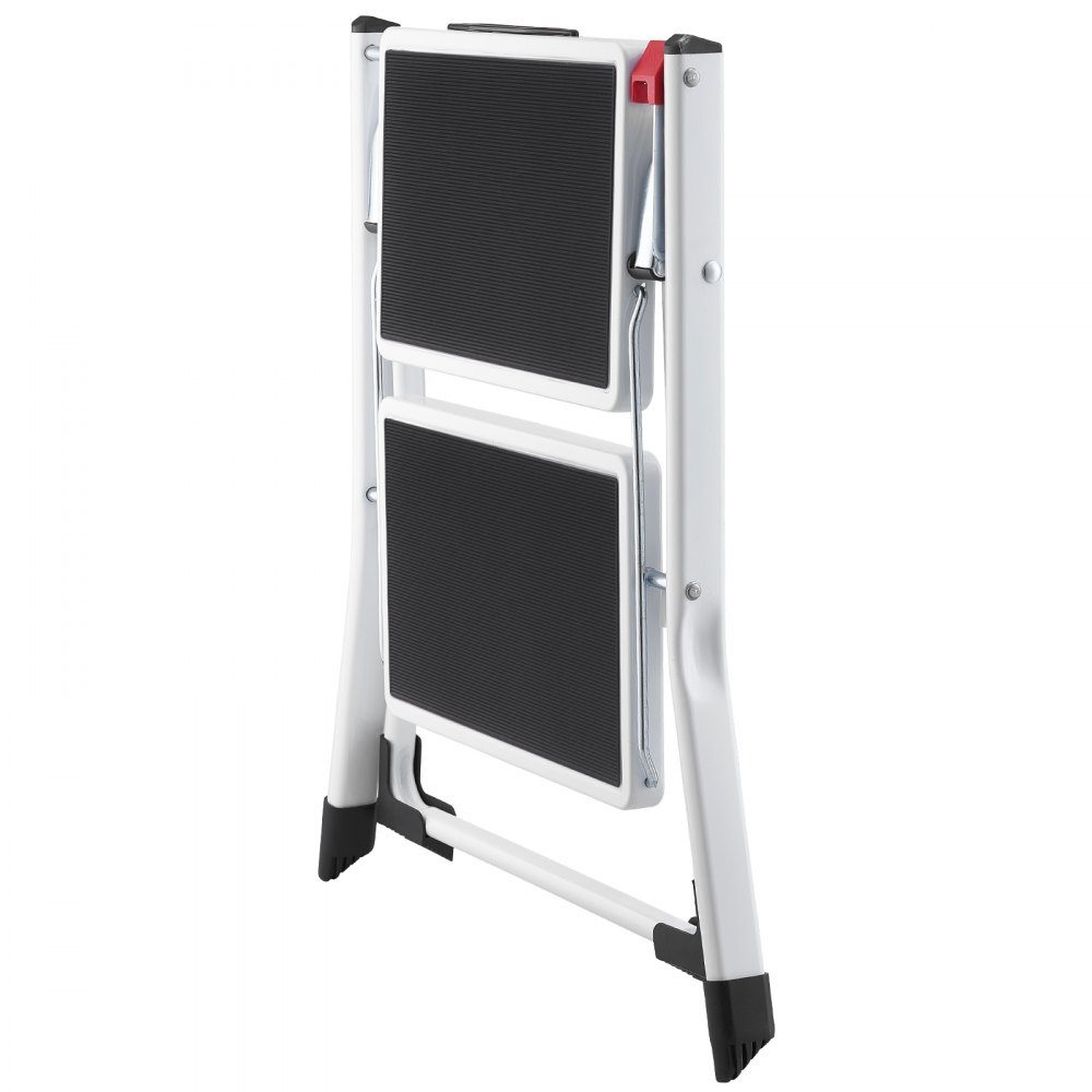 Household ladder 500x480x450mm folding step ladder made of steel step ladder 2 steps step ladder 150kg load capacity folding step double step ladder 445mm high kitchen ladder non-slip step stool
