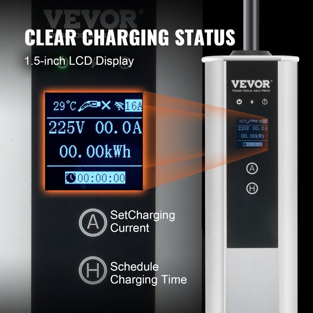 Kabel do ładowania pojazdów elektrycznych typu 2, ładowarka 32 A z CEE-32-Stecker-Wallbox, 7,36 kW (jednofazowa)/22 kW (trójfazowa), kabel ładujący o długości 7,5 m, stacja ładowania pojazdów elektrycznych, 4 poziomy regulacji prądu (16 A/20 A/24 A/32 A).