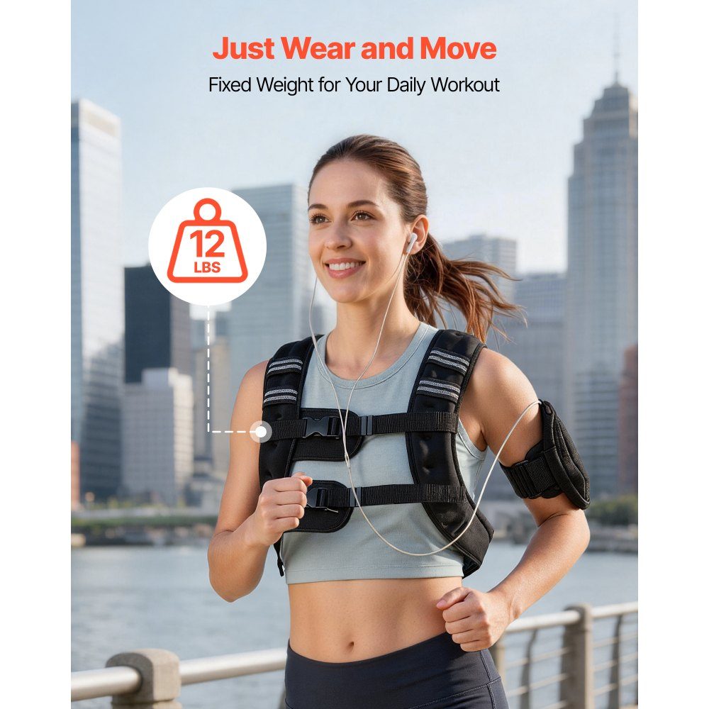 Gilet de poids 11 livres avec bande Réf. léchissante, boucle réglable, gilet de poids pour hommes et femmes, équipement d'entraînement pour la musculation, la course, le jogging, le fitness, la perte de poids