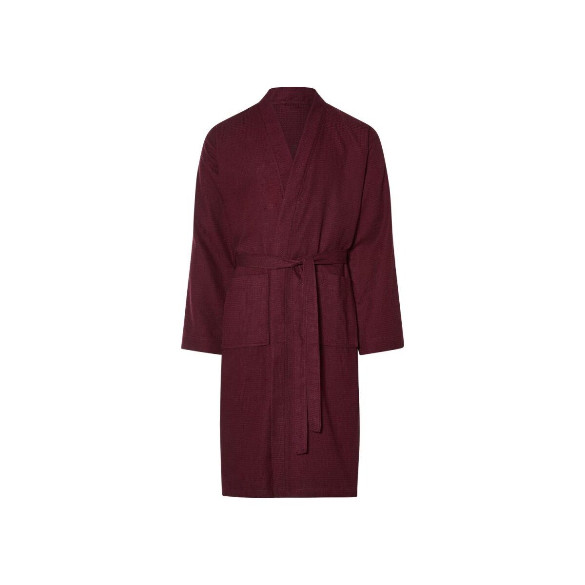 LIVARNO home Unisex Bademantel, mit modischer Waffelstruktur (Bordeaux, L)