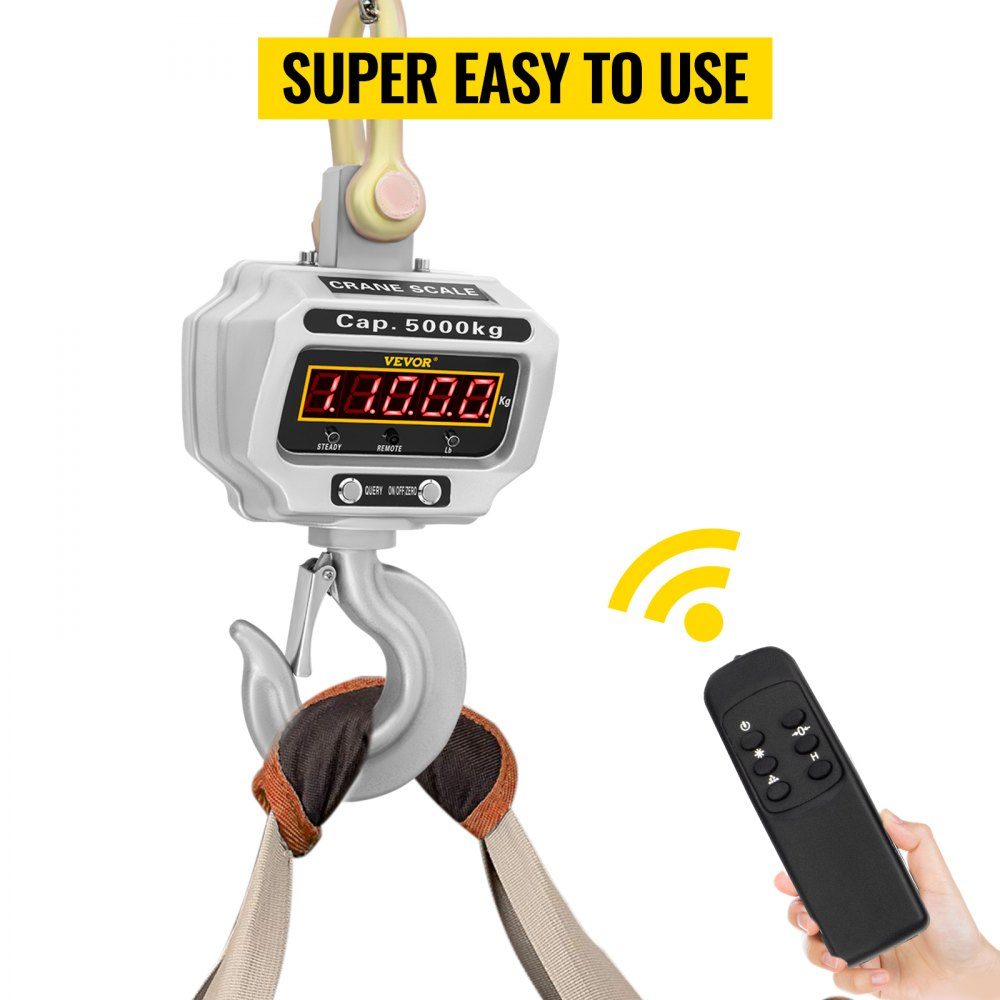 Digital Play Scale 5000kg High Accuracy Digital Hanging Scale Electronic Crane Scale Hanging Scale Digital Hook Mini Portable Hanging Scale with LCD Display for Travel Suitcase Fishing