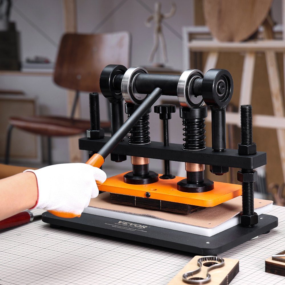 Leather Punching Machine Manual Leather Cutting Machine 26x12cm, Leather Embossing Machine 1.5t Heavy Duty Leather Punching Machine Suitable for leather, PVC/EVA foam, non-adhesive materials