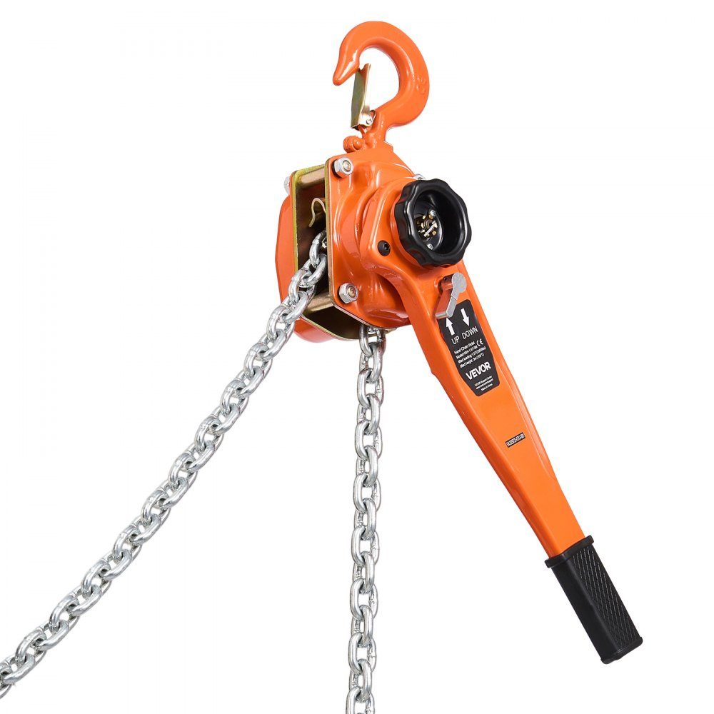 Lever Hoist 1.5T Capacity Hand Chain Hoist 6m Stroke G80 Alloy Steel Chain with Double Pawl Mechanical Brake 360° Swivel Hooks for Warehouse Construction Garage
