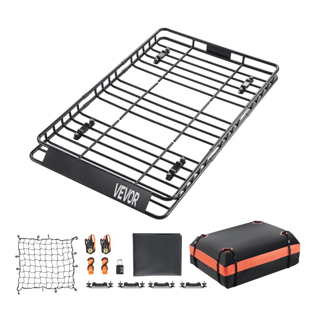 Imperiaalmand autodakmand (1625 x 990 x 105 mm) universele imperiaal met bagagetas & net & spanbanden (max. draagvermogen 113,4 kg), auto-imperiaal voor SUV-vrachtwagens