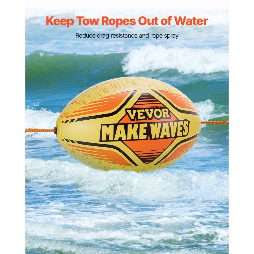 Booster Ball Towable Tube Rope Performance Ball, Thickened PVC Inflatable Balls for Boating and Water Sports - with High Tensile Strength Rope and Speed ​​Safety Valve