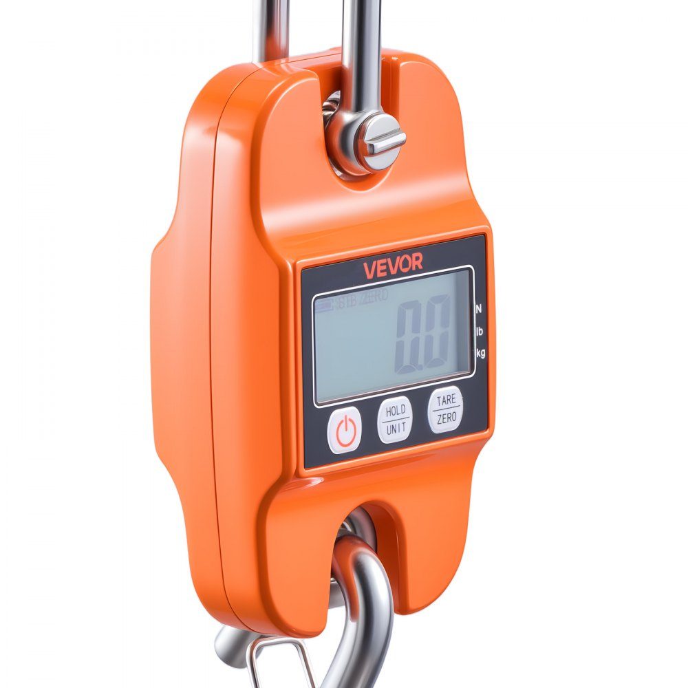 Crane scale 400 kg, digital hanging scale with cast aluminum housing & LCD, game scale 100 g division & 3-stage display, pull scale fish scale, suitable for agriculture, hunting & fishing