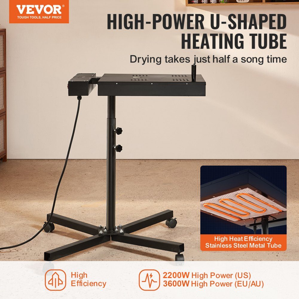 Flash Dryer 470x635mm Quick Dryer for Screen Printing Temperature Control 0-400°C Heavy Duty Screen Printing Dryer with Height Adjustable Stand 360° Rotation T-Shirt Curing Machine