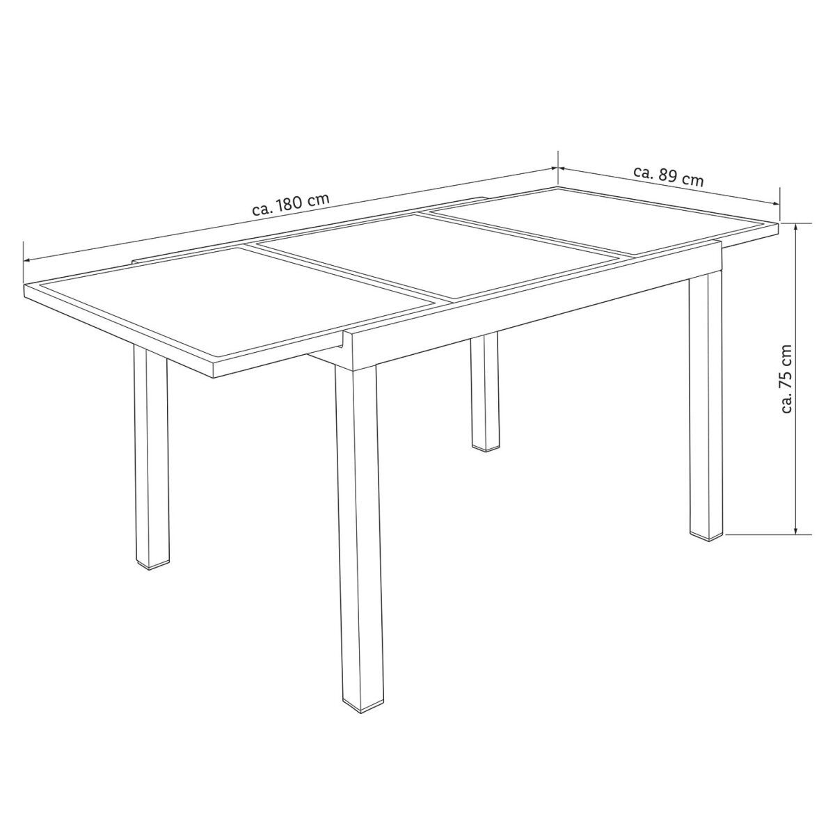Gartentisch Aluminium schwarz ausziehbar