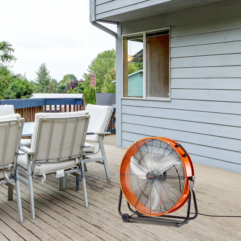 Trommelventilator, 24-Zoll-Bodenventilator, Industrieventilator mit 3 Gängen, 8600 CFM, 360° verstellbare Windmaschine, Hallenventilator, Trommelventilator für Lager, Werkstatt, Fabrik, Keller