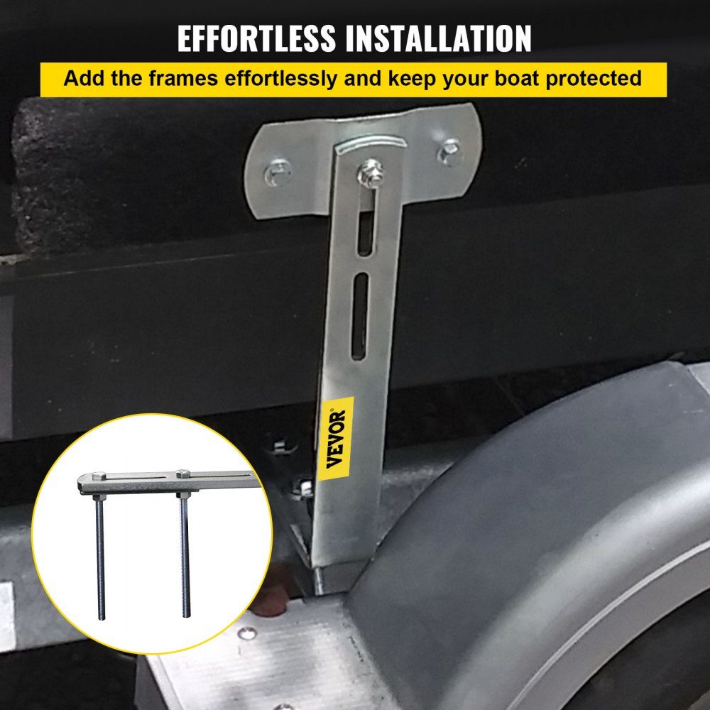 Boat trailer guide, 122 cm, 2 pieces. Trailer guide made of stainless steel, trailer guide with carpet-padded boards, including mounting material, for ski boat, fishing boat or sailboat trailers