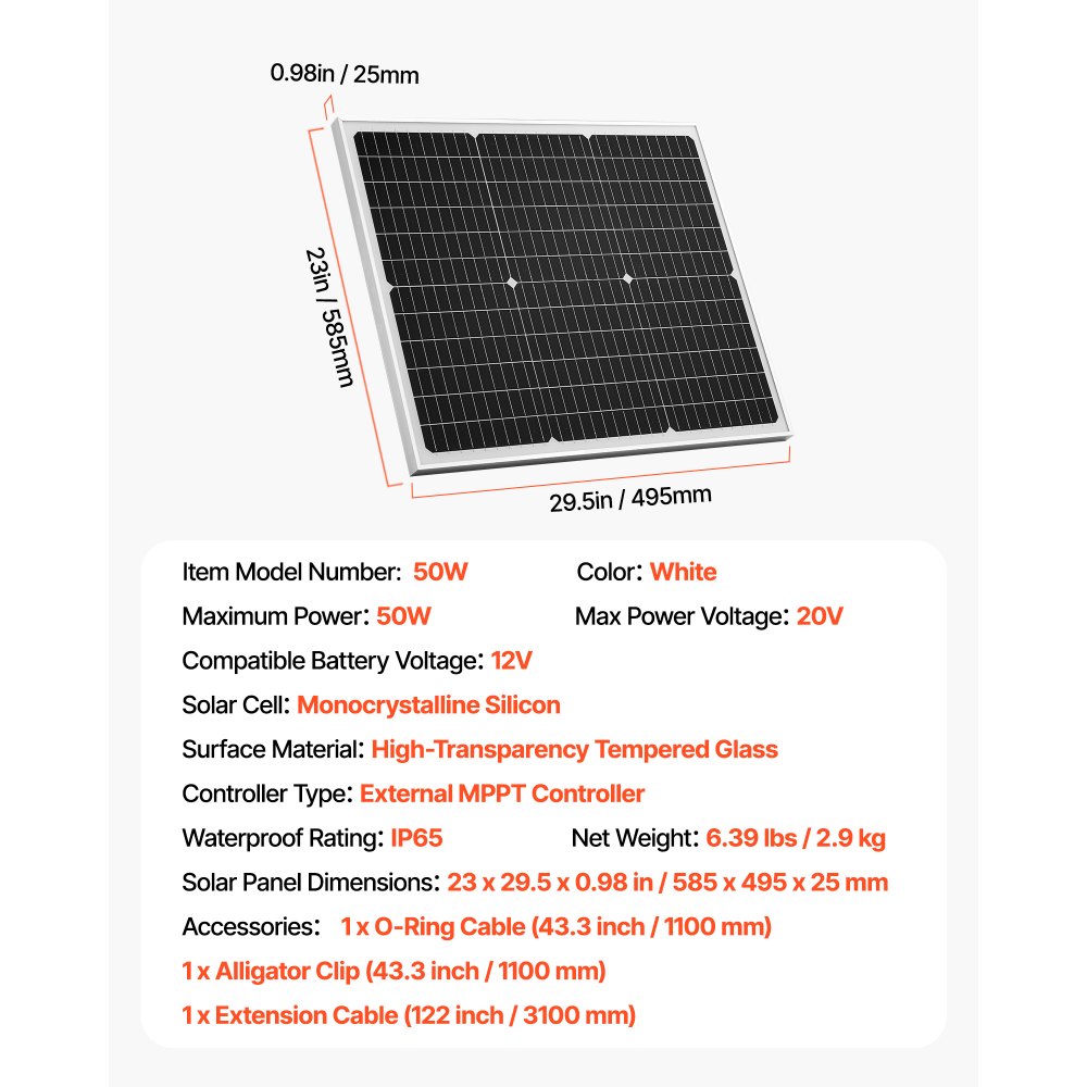 Panel słoneczny Monokrystaliczny zestaw paneli słonecznych 12 V 50 W do monokrystalicznych paneli słonecznych z ulepszonym kontrolerem MPPT do płaskiego dachu przyczepy samochodowej, łodzi kempingowej (uchwyt nie wchodzi w skład zestawu) Panel słoneczny Monokrystaliczny zestaw paneli słonecznych 12 V 50 W do monokrystalicznych paneli słonecznych z ulepszonym kontrolerem MPPT do płaskiego dachu przyczepy samochodowej, łodzi kempingowej (uchwyt nie wchodzi w skład zestawu)