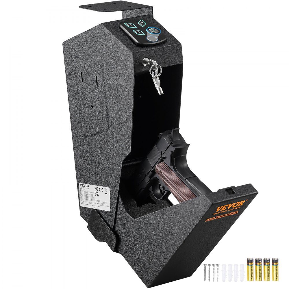 Gun Safe, Wall Mounted Gun Safe, 1 Gun, Gun Safe for Fingerprint, Key or Password, Cold Rolled Steel Gun Safe, 370 x 190 x 86mm, Gun Cabinet Wall Safe