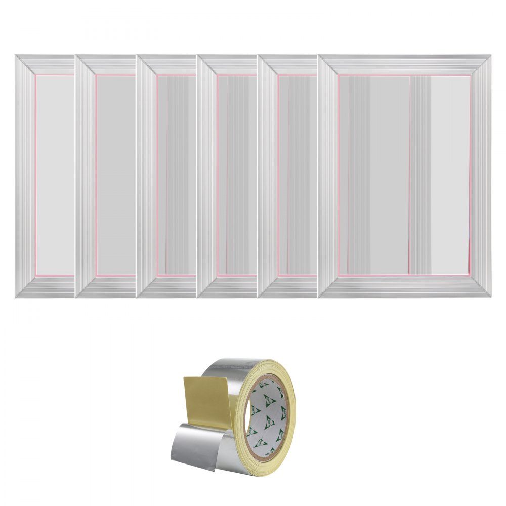Screen Printing Kit, 6 Pieces Aluminum Screen Printing Frame, 254x355.6mm Screen Printing Frame with 156 Mesh, High Tension Nylon Net and Sealing Tape for T-Shirts, DIY Printing etc