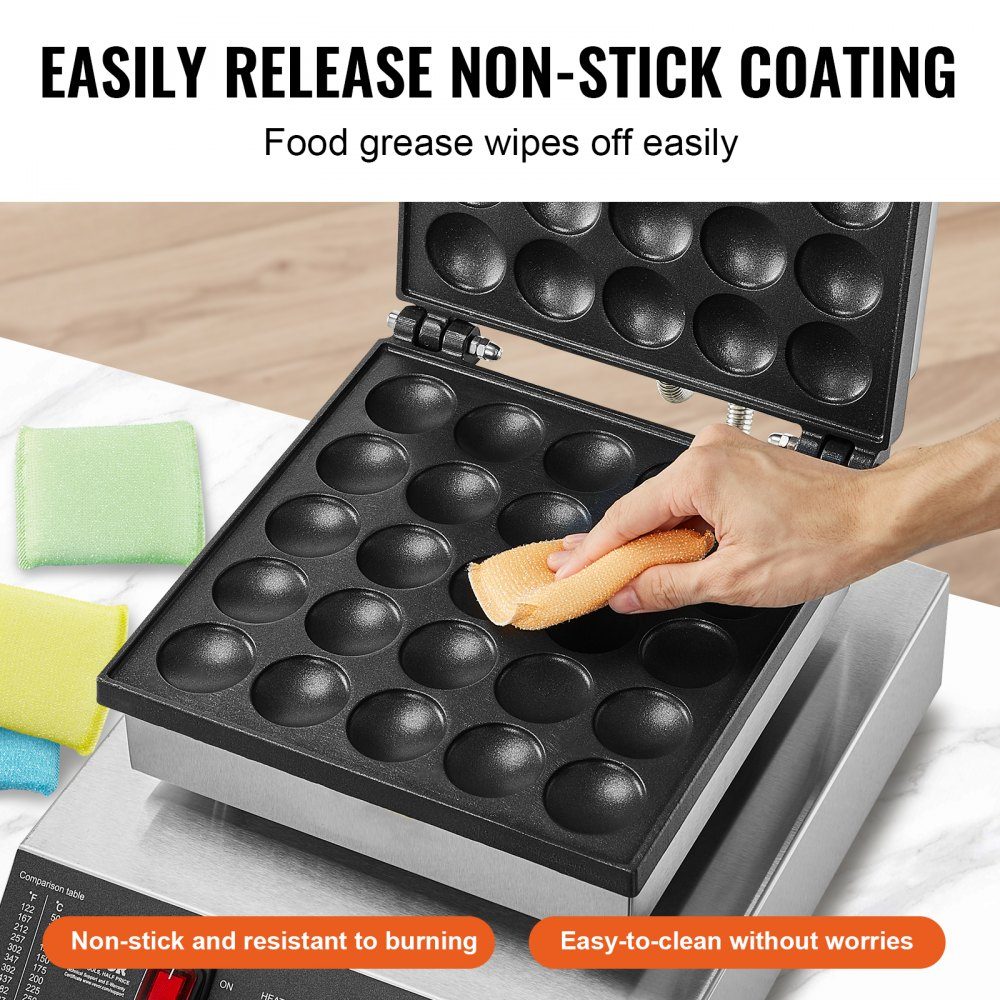 Mini Pancake Machine, Commercial Dutch Mini Pancake Machine, 25pcs, 43mm Diameter, Dorayaki Baking Machine, 1700W, Temperature and Time Control, in Kitchens, Cafes and Restaurants