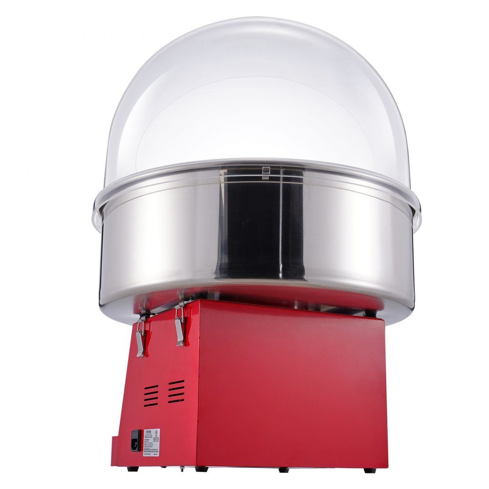 Elektrische suikerspinmachine, 1KW suikerspinmachine, commerciële suikerspinmachine met deksel, roestvrijstalen kom en suikerlepel, voor kinderverjaardagsfeestjes thuis, familiereünies (rood)