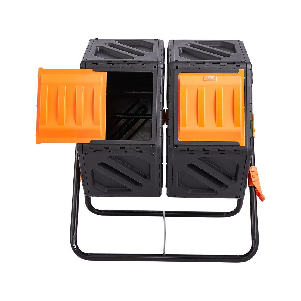 Trommelcomposter 140 L, trommelcomposter roterende dubbelkamer-trommelcomposter 785 x 605 x 795 mm, 40 kg zware tuincomposter incl. handschoenen