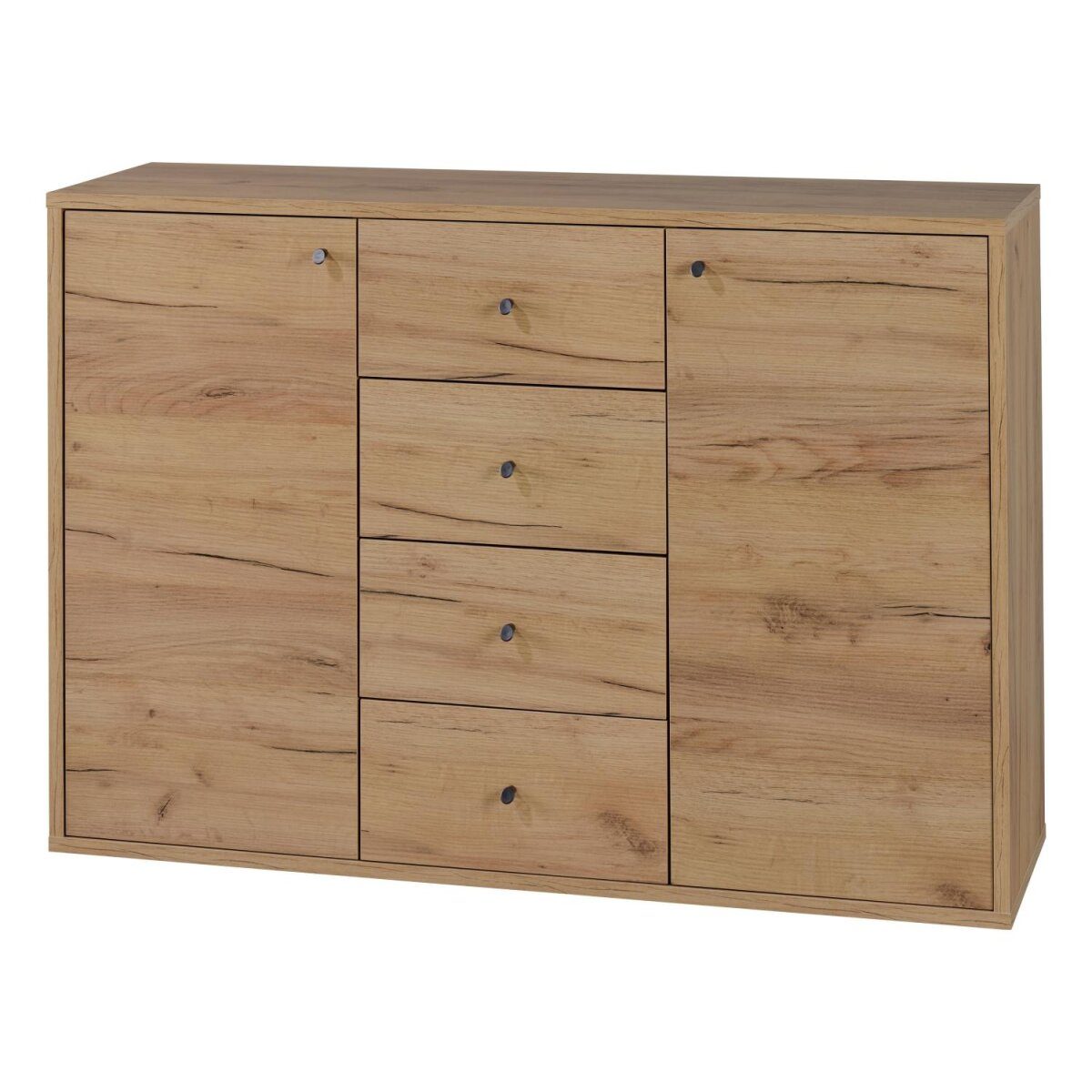 LIVARNO® Kommode mit 2 Türen und 4 Schubladen Verona, Eiche Wotan
