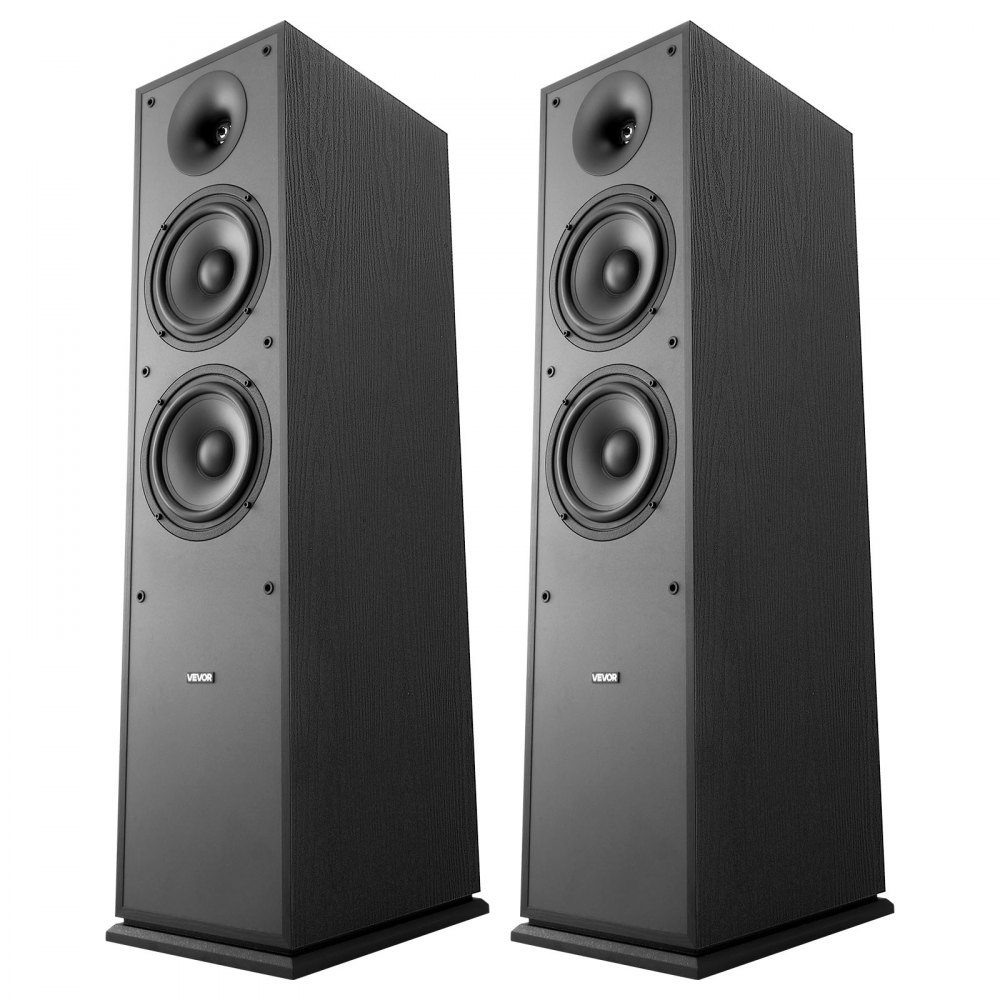 Passive floorstanding speaker pair, 2-way, with 1" tweeter, two 6.5" woofers, 400W peak power, 65Hz-20kHz frequency response, robust MDF housing, for home audio, pair